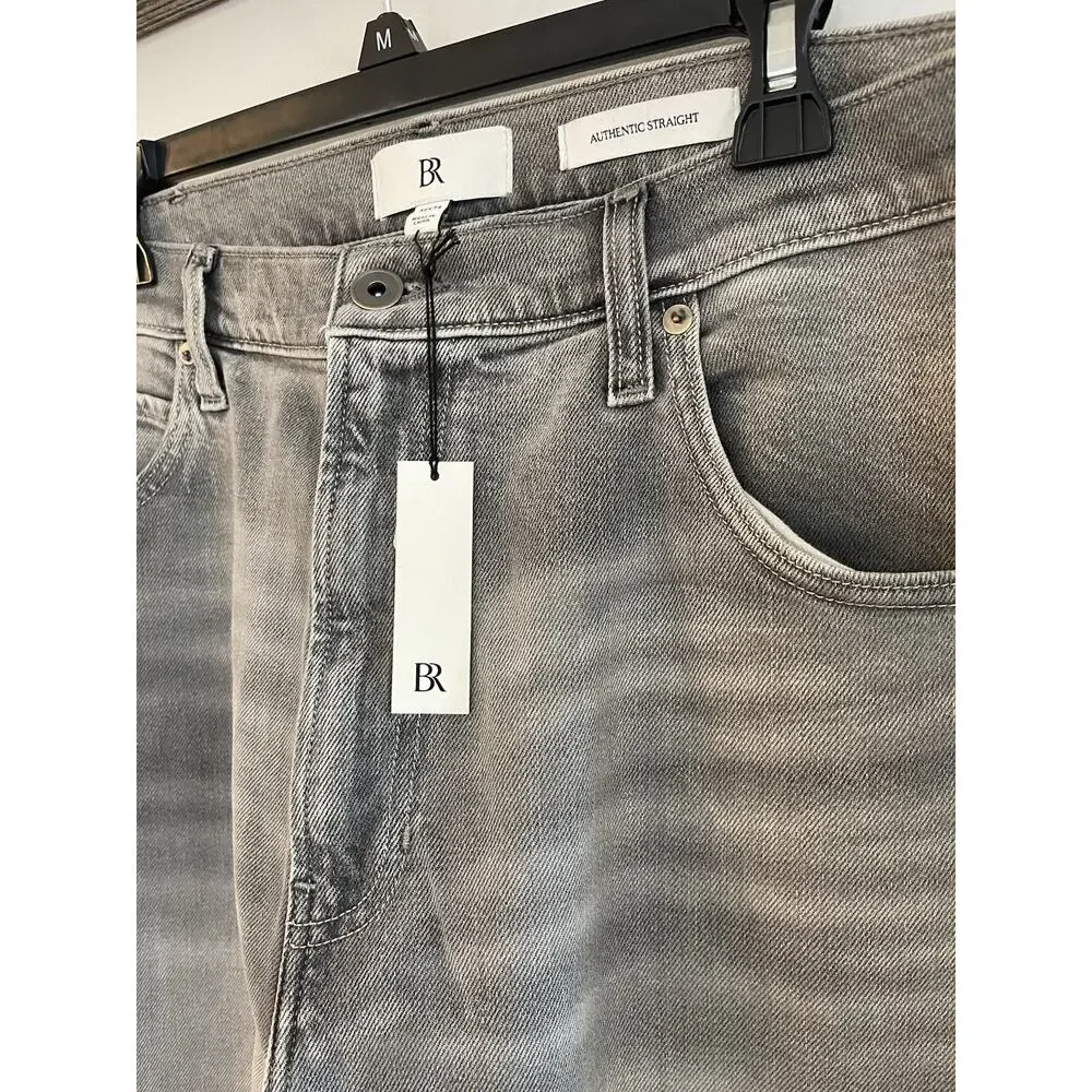 NWT Banana Republic Jeans Mens 38x34 Authentic Straight Light‎ Gray Wash Denim